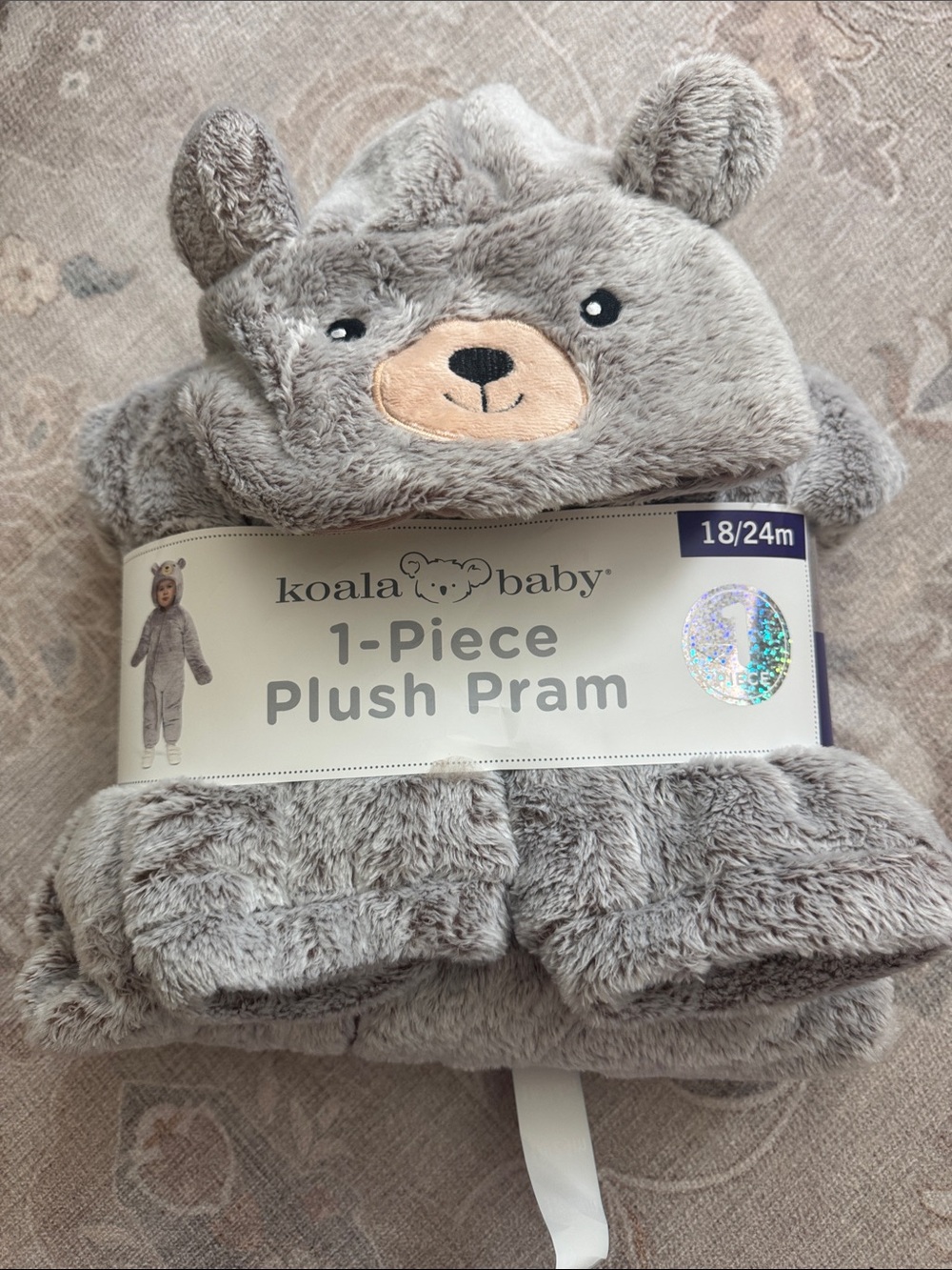 New Koala Kids Gray Plush Bear Hooded Oran coat 18-24m